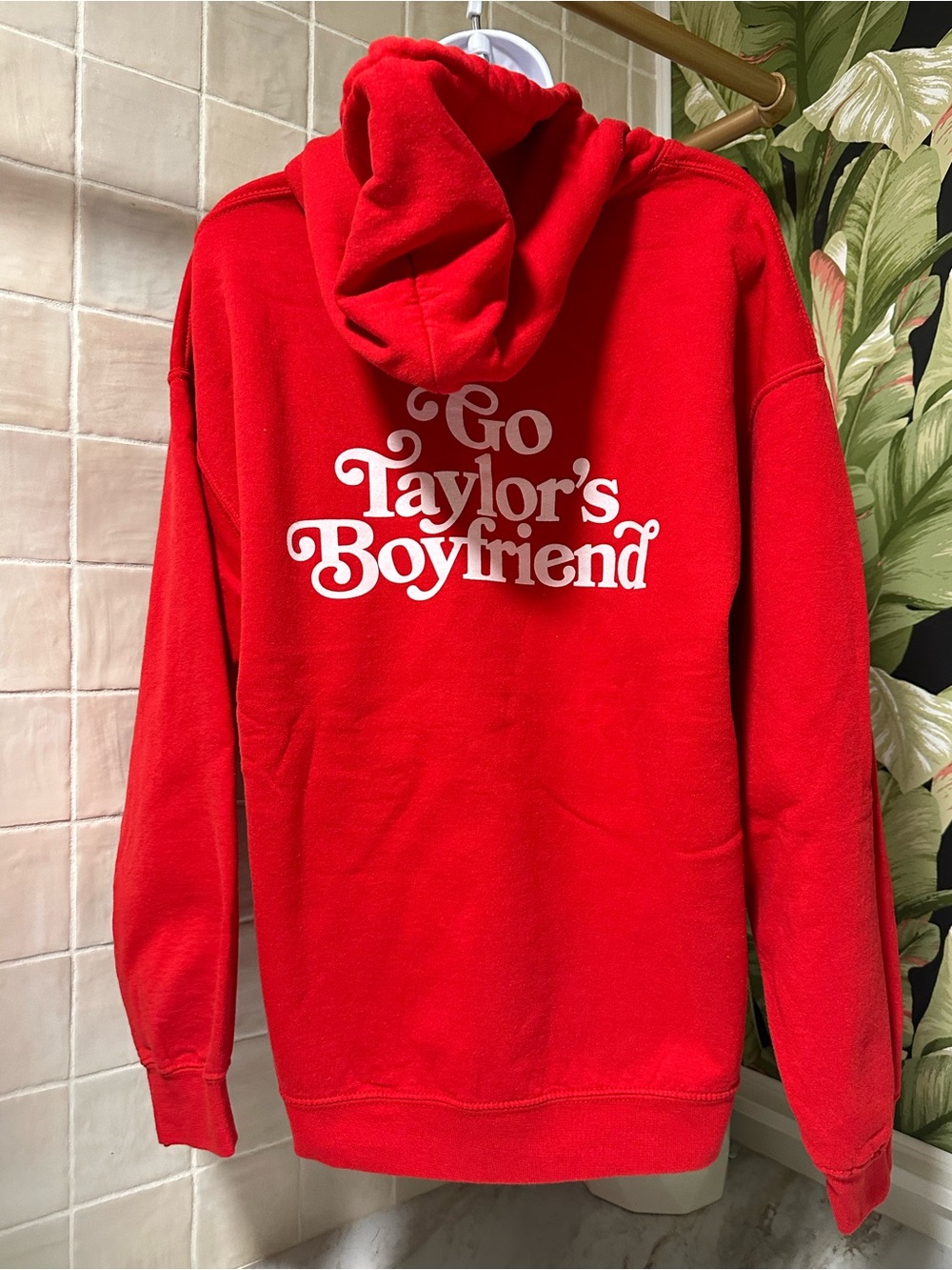 Barstool Sports "Go Taylor's Boyfriend" red hoodie